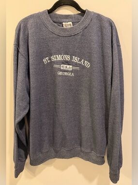 Esy Surf Co St Simons Island GA Pullover Sweatshirt Dark Grey / Navy Size XL